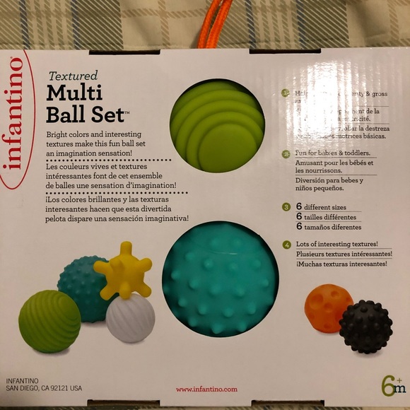 New Infantino 6 Multi Textured & Multi Colored Ball Set For Infants - Picture 5 of 5